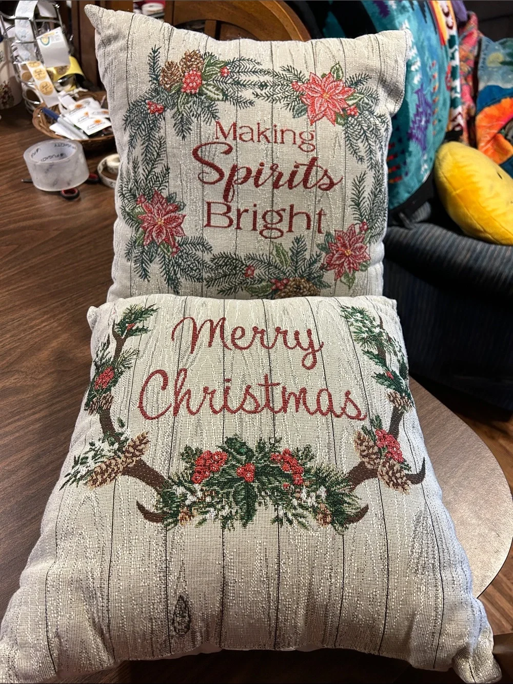 2 Holiday Throw Pillows
